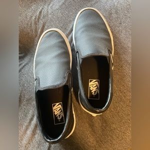 Women’s Black Leather Slip on Vans - Size 9.5